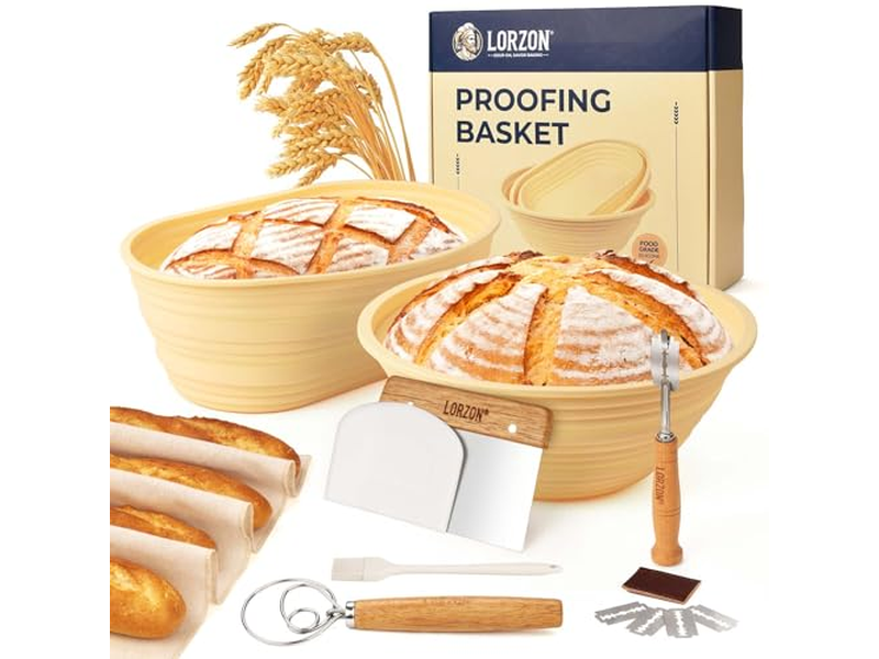 Panier à Pain Ovale en Rotin 10 Pouces Kit Levain Apprêt Levée Pâte Canne Cuisson