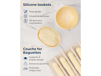 Panier à Pain Ovale en Rotin 10 Pouces Kit Levain Apprêt Levée Pâte Canne Cuisson