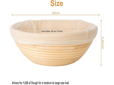 Kit Panier d'Apprêt pour Pain Banneton 2 Avec Accessoires Levain Ensemble Rond