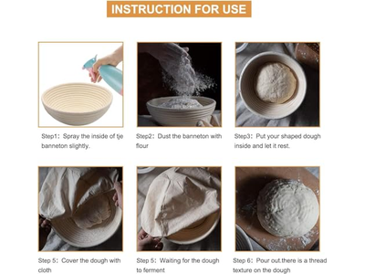 Kit Panier d'Apprêt pour Pain Banneton 2 Avec Accessoires Levain Ensemble Rond