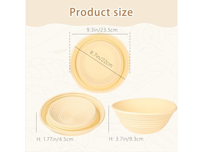 Banneton Pour Pain Artisanal Utilisation Première Fois Couvercle 10 Pouces Ovale Doublure 8P