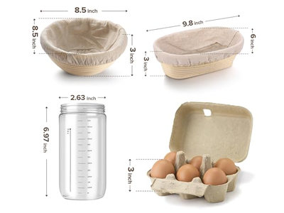 Panier d'Apprêt Banneton Grand Pain Ovale 25Cm 10 Pouces Rond Fermentation Premium