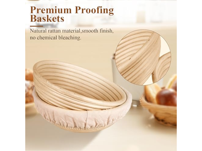 Kit de Démarrage Levain Banneton Crochet Couvertures Lin Pour Outils Cuisson Rotin Ovale