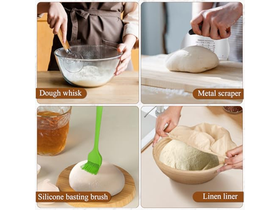 Kit de Démarrage Levain Banneton Crochet Couvertures Lin Pour Outils Cuisson Rotin Ovale