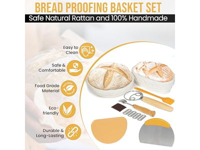 Panier d'Apprêt Benneton Rond Tissu à Pain Pour Rotin Fait Maison Avec Ensemble de Couvercle