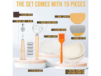 Panier d'Apprêt Benneton Rond Tissu à Pain Pour Rotin Fait Maison Avec Ensemble de Couvercle