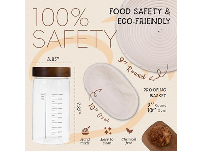 Grand Panier Pour Cadeaux Pain 2 Pièces Couteau Fait Maison Doublure Apprêt Silice