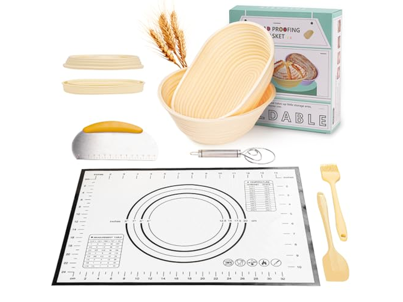 Bannetons en Pâte de Bois Ovale Pain Banneton Canne Rotin Avec Doublures 9 Pouces