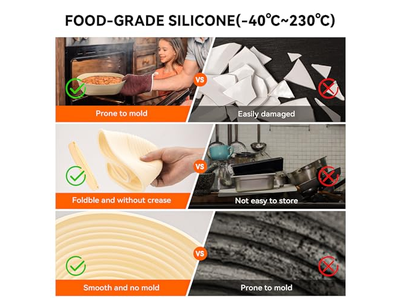 Bannetons en Pâte de Bois Ovale Pain Banneton Canne Rotin Avec Doublures 9 Pouces