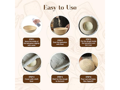 Kit Banneton Mini Ovale 250G 750G, Doublure Ronde Osier Rotin