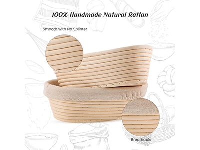 Ensemble Banneton Lame Grattoir 12 Pouces Ovale Inox Avec Boulangers 11Cm Usage Bricolage