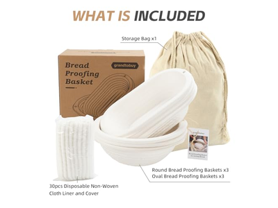 Panier d'Apprêt en Canne 9 Pouces Osier pour Levain avec Plateau et Bol