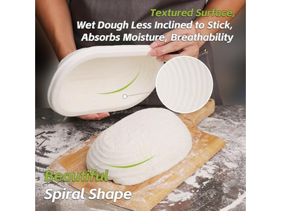 Panier d'Apprêt en Canne 9 Pouces Osier pour Levain avec Plateau et Bol