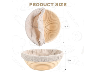 Banneton de Bonne Qualité Pain Français Patrons Doublé Lin Petits Croissants Ronds