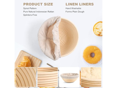 Banneton de Bonne Qualité Pain Français Patrons Doublé Lin Petits Croissants Ronds